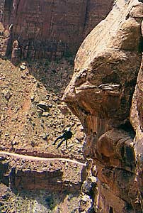 SAR Member Being Lowered Over Edge of Cliff